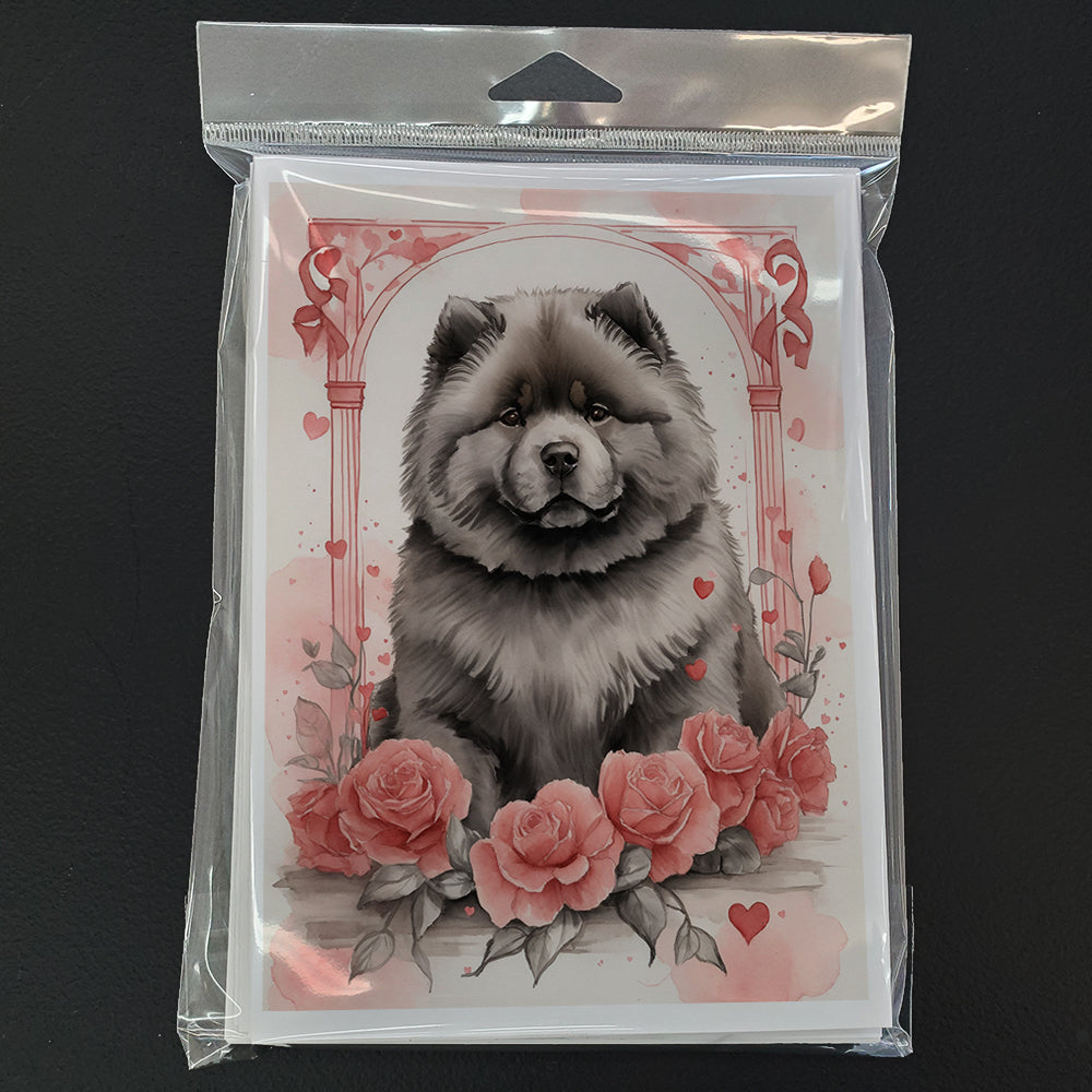 Chow Chow Valentine Roses Greeting Cards Pack of 8 Blank Cards with Envelopes Whimsical A7 Size 5x7