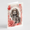 Cocker Spaniel Valentine Roses Greeting Cards Pack of 8 Blank Cards with Envelopes Whimsical A7 Size 5x7