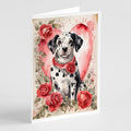 Dalmatian Valentine Roses Greeting Cards Pack of 8 Blank Cards with Envelopes Whimsical A7 Size 5x7