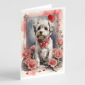 Dandie Dinmont Terrier Valentine Roses Greeting Cards Pack of 8 Blank Cards with Envelopes Whimsical A7 Size 5x7