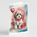Havanese Valentine Roses Greeting Cards Pack of 8 Blank Cards with Envelopes Whimsical A7 Size 5x7