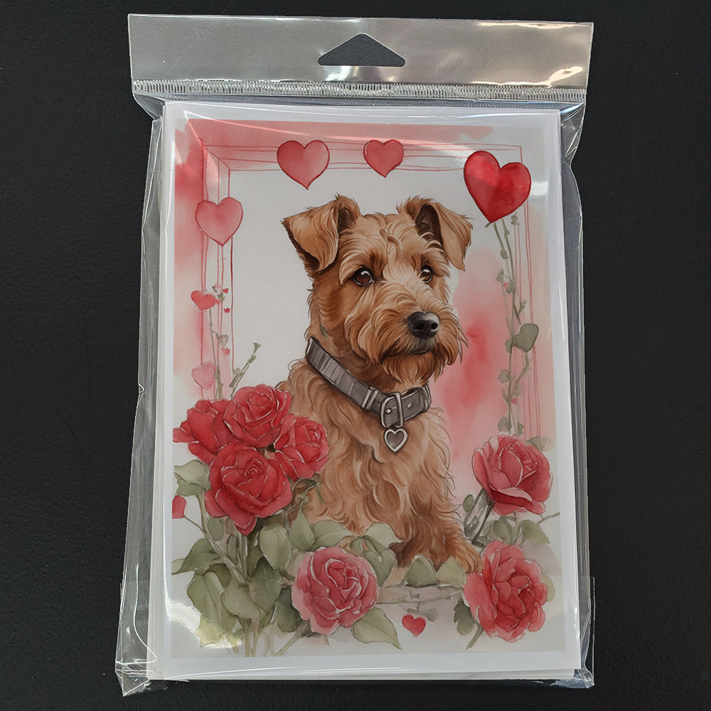 Irish Terrier Valentine Roses Greeting Cards Pack of 8 Blank Cards with Envelopes Whimsical A7 Size 5x7