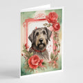 Irish Wolfhound Valentine Roses Greeting Cards Pack of 8 Blank Cards with Envelopes Whimsical A7 Size 5x7