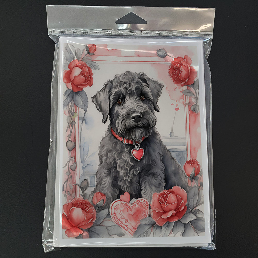 Kerry Blue Terrier Valentine Roses Greeting Cards Pack of 8 Blank Cards with Envelopes Whimsical A7 Size 5x7