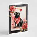 Black Labrador Retriever Valentine Roses Greeting Cards Pack of 8 Blank Cards with Envelopes Whimsical A7 Size 5x7