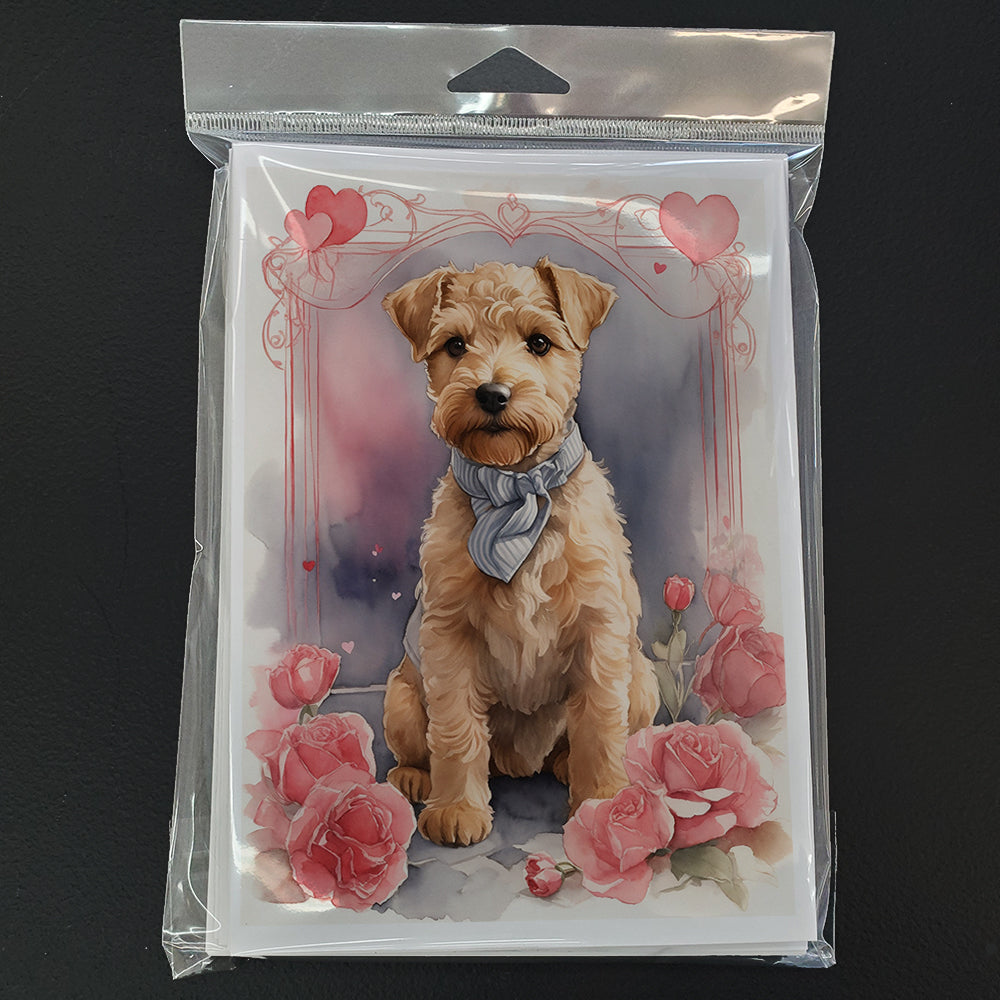 Lakeland Terrier Valentine Roses Greeting Cards Pack of 8 Blank Cards with Envelopes Whimsical A7 Size 5x7