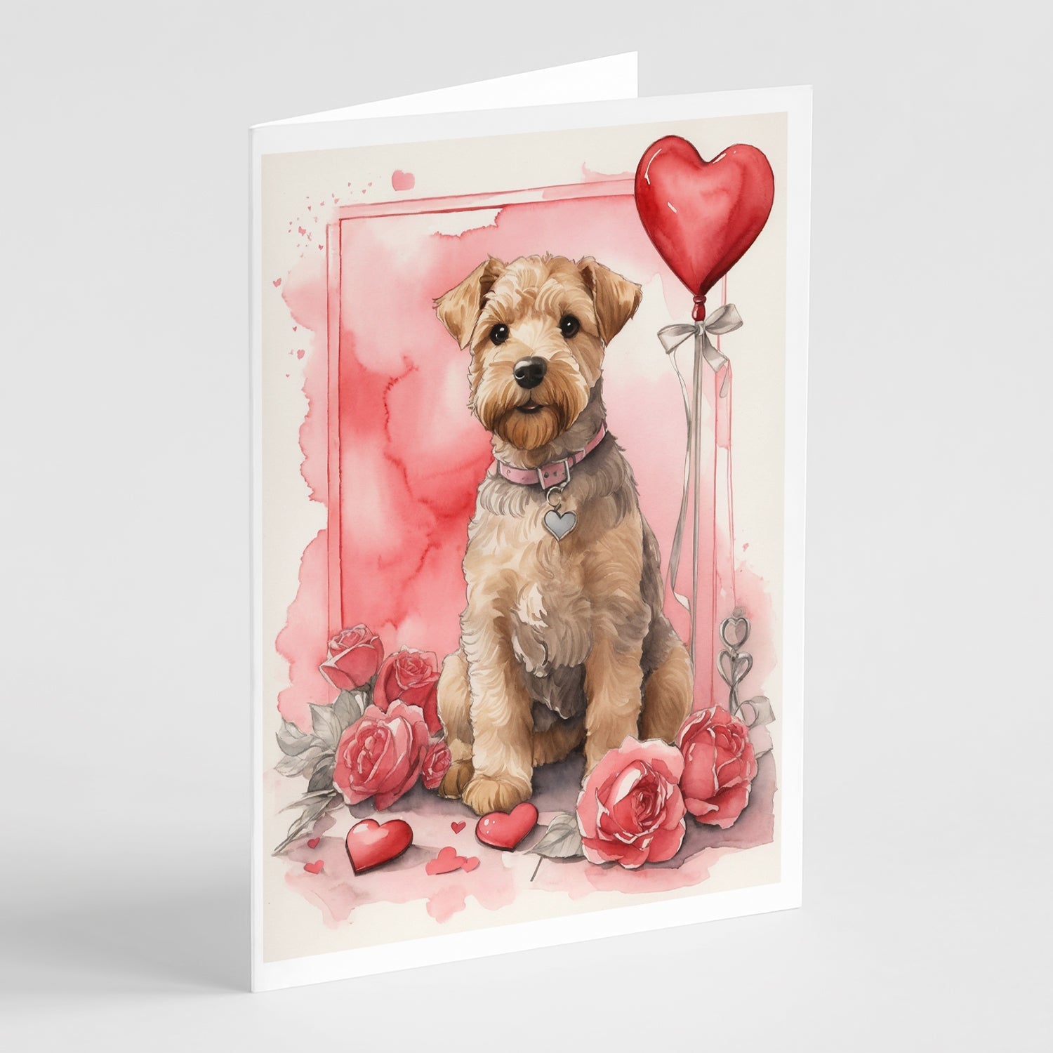 Lakeland Terrier Valentine Roses Greeting Cards Pack of 8 Blank Cards with Envelopes Whimsical A7 Size 5x7