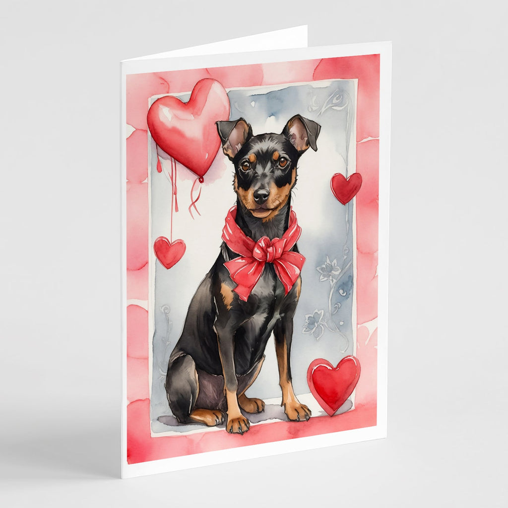 Manchester Terrier Valentine Roses Greeting Cards Pack of 8 Blank Cards with Envelopes Whimsical A7 Size 5x7