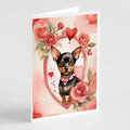 Miniature Pinscher Valentine Roses Greeting Cards Pack of 8 Blank Cards with Envelopes Whimsical A7 Size 5x7