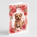 Norfolk Terrier Valentine Roses Greeting Cards Pack of 8 Blank Cards with Envelopes Whimsical A7 Size 5x7