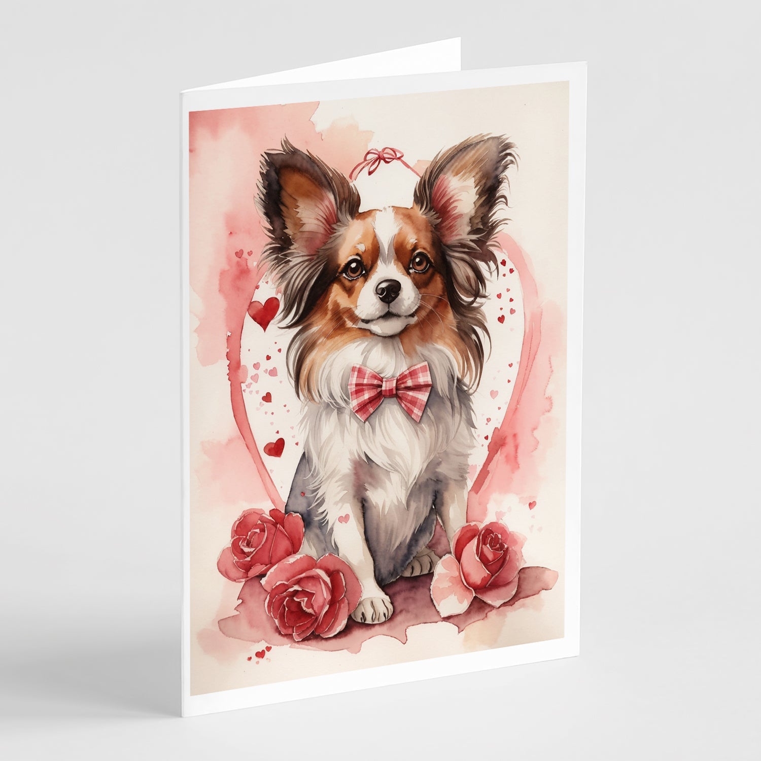 Papillon Valentine Roses Greeting Cards Pack of 8 Blank Cards with Envelopes Whimsical A7 Size 5x7