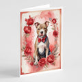 Pit Bull Terrier Valentine Roses Greeting Cards Pack of 8 Blank Cards with Envelopes Whimsical A7 Size 5x7
