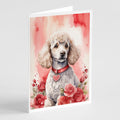 Poodle Valentine Roses Greeting Cards Pack of 8 Blank Cards with Envelopes Whimsical A7 Size 5x7