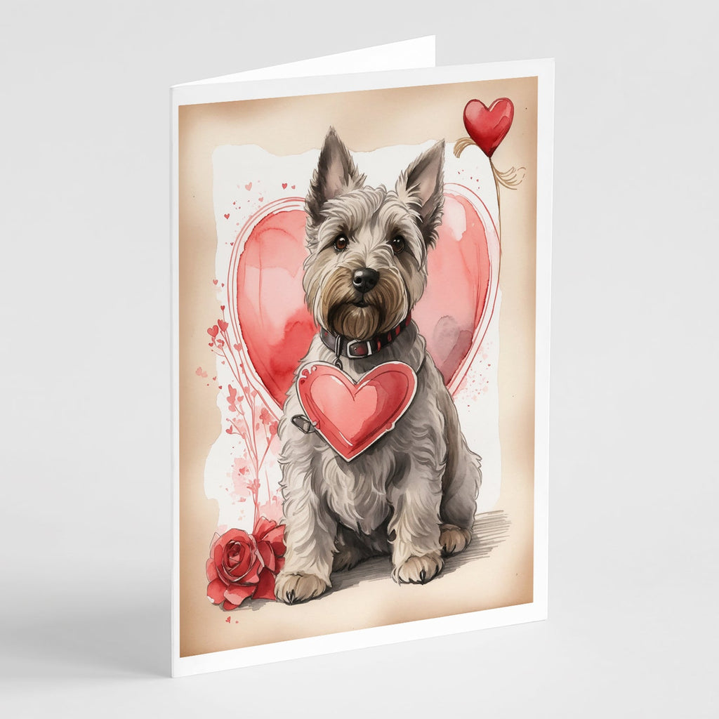 Scottish Terrier Valentine Roses Greeting Cards Pack of 8 Blank Cards with Envelopes Whimsical A7 Size 5x7