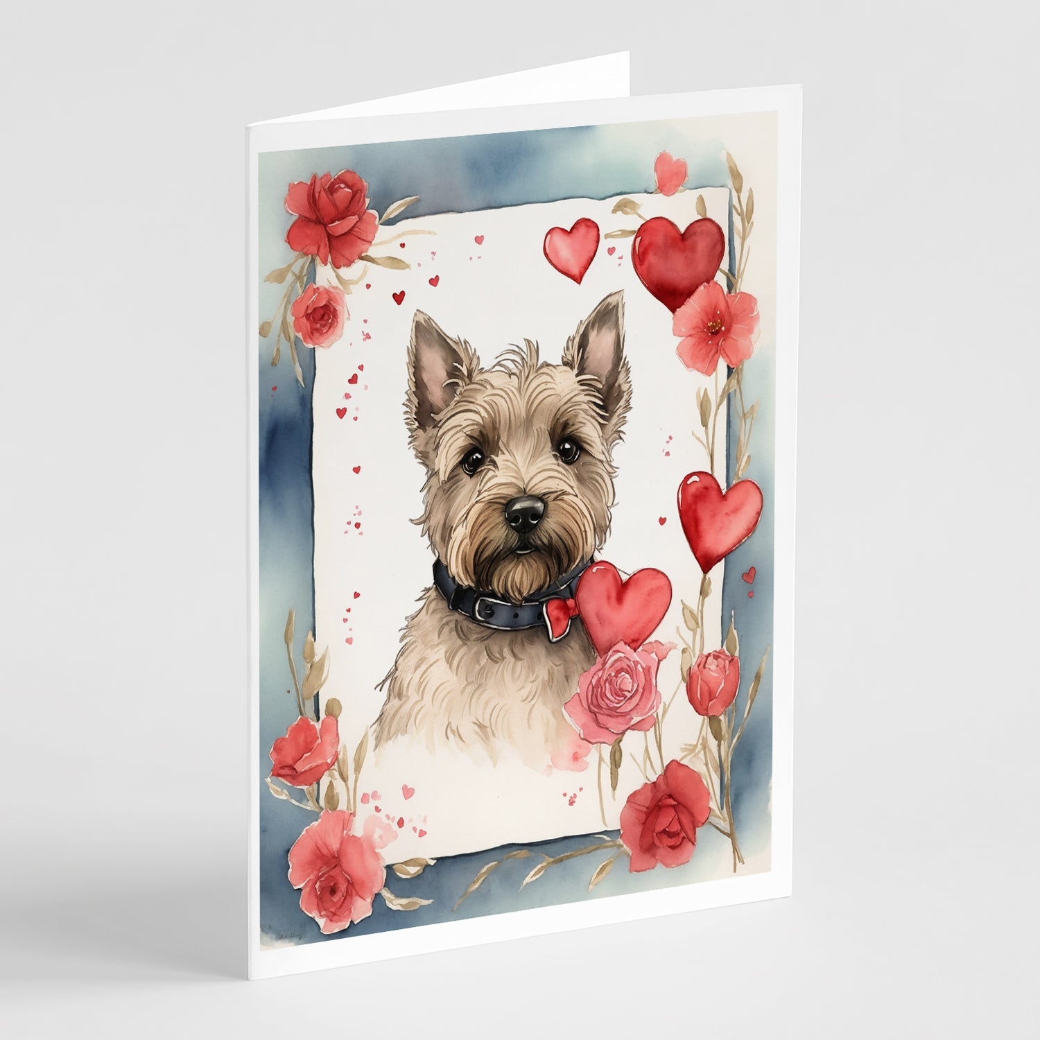 Scottish Terrier Valentine Roses Greeting Cards Pack of 8 Blank Cards with Envelopes Whimsical A7 Size 5x7