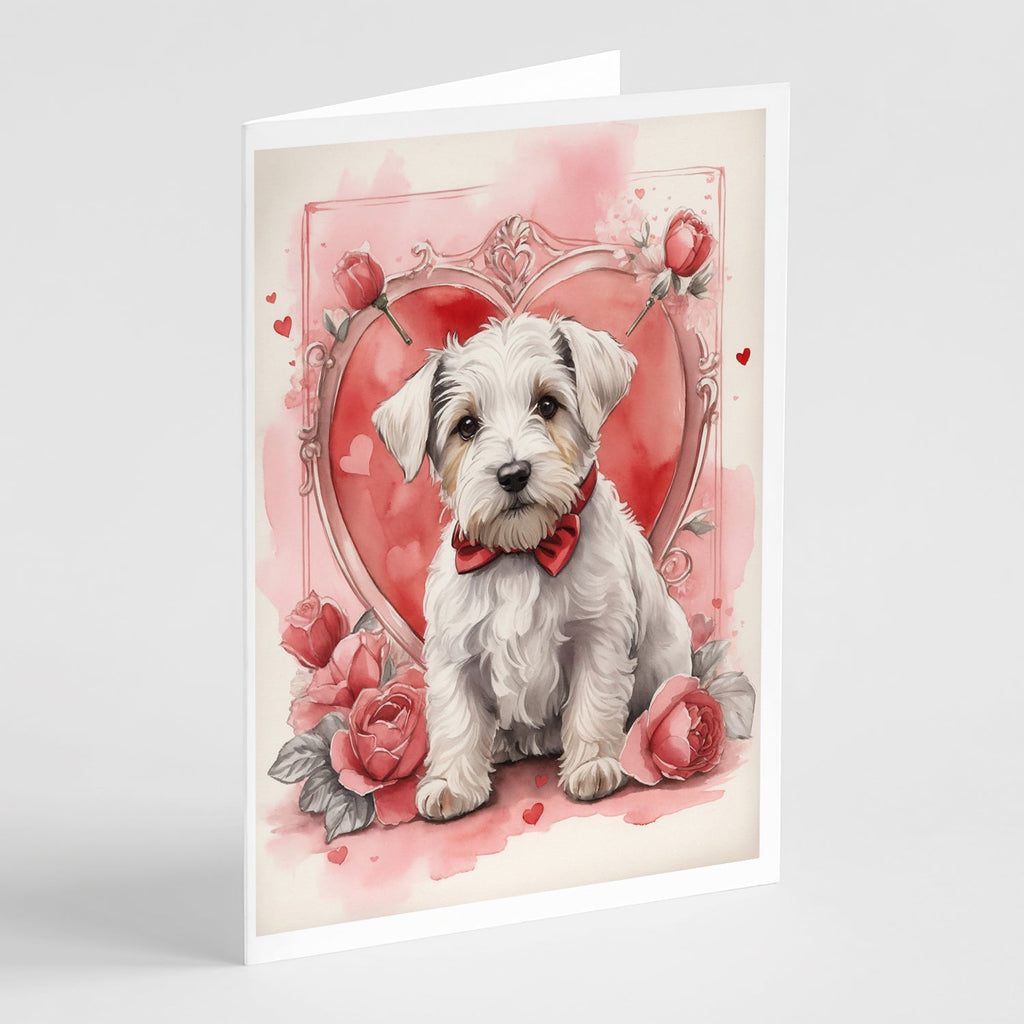Sealyham Terrier Valentine Roses Greeting Cards Pack of 8 Blank Cards with Envelopes Whimsical A7 Size 5x7