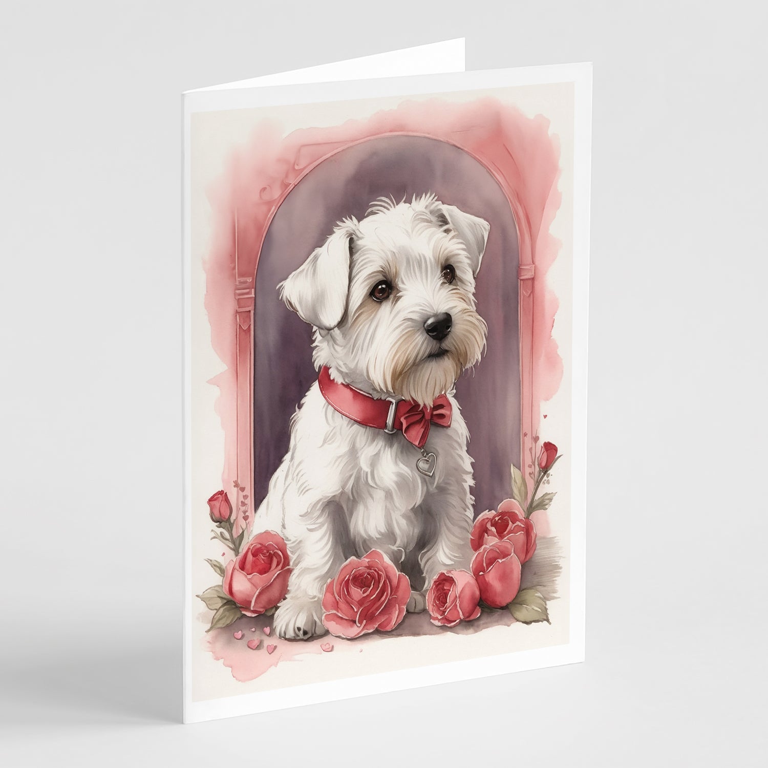 Sealyham Terrier Valentine Roses Greeting Cards Pack of 8 Blank Cards with Envelopes Whimsical A7 Size 5x7