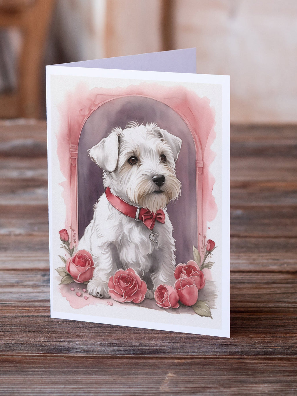 Sealyham Terrier Valentine Roses Greeting Cards Pack of 8 Blank Cards with Envelopes Whimsical A7 Size 5x7