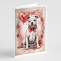 Staffordshire Bull Terrier Valentine Roses Greeting Cards Pack of 8 Blank Cards with Envelopes Whimsical A7 Size 5x7