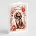 Sussex Spaniel Valentine Roses Greeting Cards Pack of 8 Blank Cards with Envelopes Whimsical A7 Size 5x7