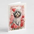 Tibetan Terrier Valentine Roses Greeting Cards Pack of 8 Blank Cards with Envelopes Whimsical A7 Size 5x7