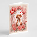 Vizsla Valentine Roses Greeting Cards Pack of 8 Blank Cards with Envelopes Whimsical A7 Size 5x7