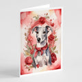 Whippet Valentine Roses Greeting Cards Pack of 8 Blank Cards with Envelopes Whimsical A7 Size 5x7