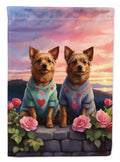 Australian Terrier Two Hearts House Flag 28x40 Porch Sleeve Pole Decorative Outside Yard Banner Artwork Wall Hanging, Polyester