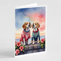 Beagle Two Hearts Greeting Cards Pack of 8 Blank Cards with Envelopes Whimsical A7 Size 5x7