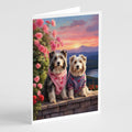 Bearded Collie Two Hearts Greeting Cards Pack of 8 Blank Cards with Envelopes Whimsical A7 Size 5x7
