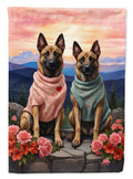 Belgian Malinois Two Hearts House Flag 28x40 Porch Sleeve Pole Decorative Outside Yard Banner Artwork Wall Hanging, Polyester