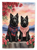 Belgian Sheepdog Two Hearts House Flag 28x40 Porch Sleeve Pole Decorative Outside Yard Banner Artwork Wall Hanging, Polyester