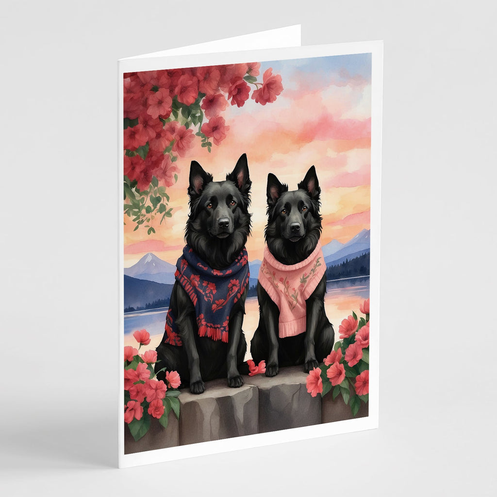 Belgian Sheepdog Two Hearts Greeting Cards Pack of 8 Blank Cards with Envelopes Whimsical A7 Size 5x7