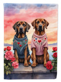 Bloodhound Two Hearts House Flag 28x40 Porch Sleeve Pole Decorative Outside Yard Banner Artwork Wall Hanging, Polyester