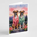 Boxer Two Hearts Greeting Cards Pack of 8 Blank Cards with Envelopes Whimsical A7 Size 5x7
