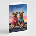 Brussels Griffon Two Hearts Greeting Cards Pack of 8 Blank Cards with Envelopes Whimsical A7 Size 5x7