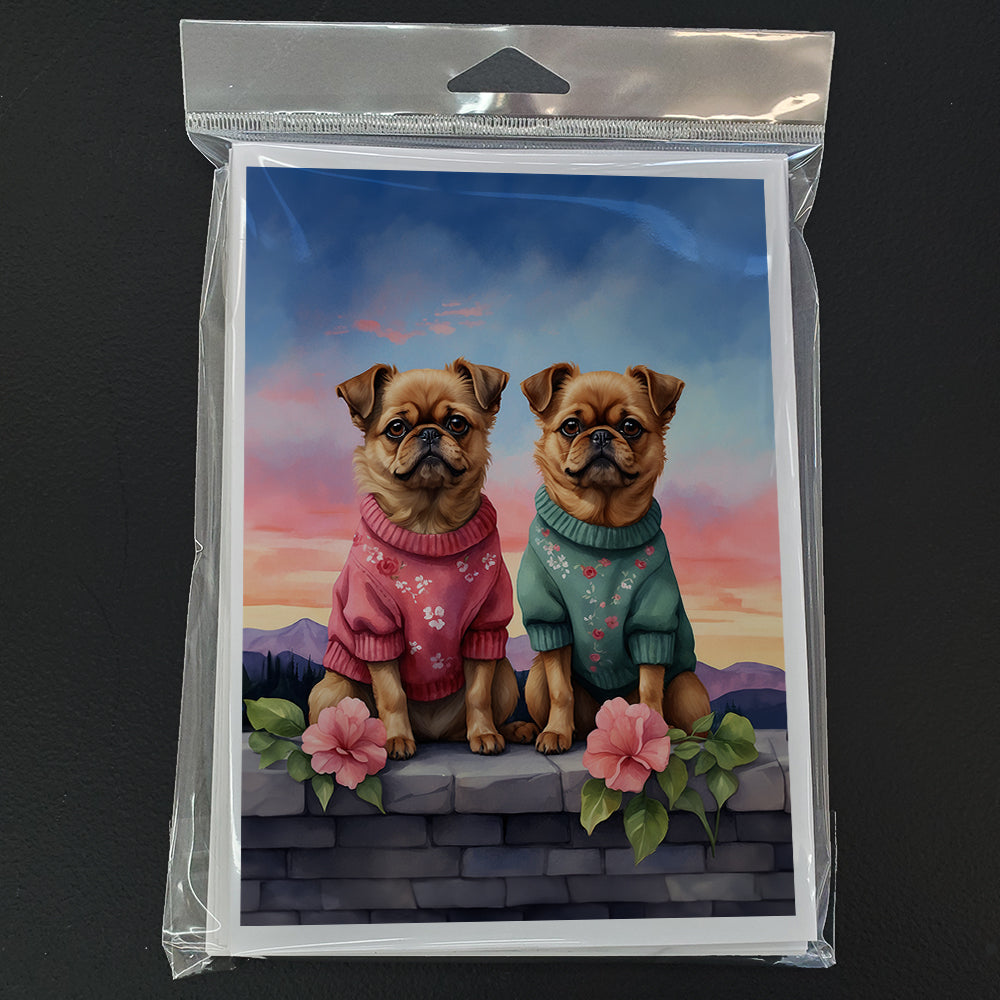 Brussels Griffon Two Hearts Greeting Cards Pack of 8 Blank Cards with Envelopes Whimsical A7 Size 5x7