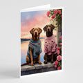 Chesapeake Bay Retriever Two Hearts Greeting Cards Pack of 8 Blank Cards with Envelopes Whimsical A7 Size 5x7