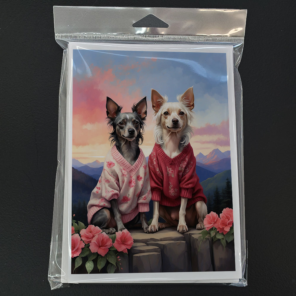 Chinese Crested Two Hearts Greeting Cards Pack of 8 Blank Cards with Envelopes Whimsical A7 Size 5x7