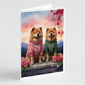 Chow Chow Two Hearts Greeting Cards Pack of 8 Blank Cards with Envelopes Whimsical A7 Size 5x7