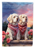 Clumber Spaniel Two Hearts House Flag 28x40 Porch Sleeve Pole Decorative Outside Yard Banner Artwork Wall Hanging, Polyester