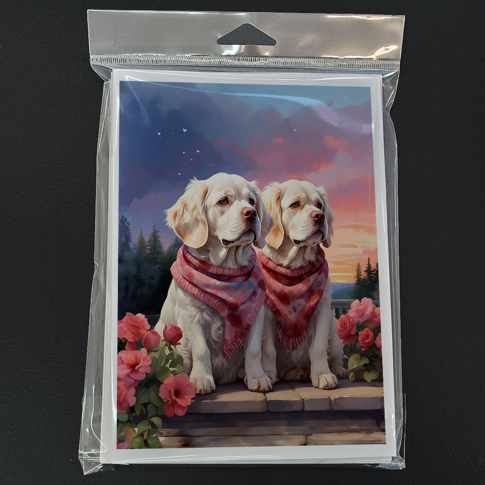 Clumber Spaniel Two Hearts Greeting Cards Pack of 8 Blank Cards with Envelopes Whimsical A7 Size 5x7