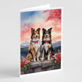 Collie Two Hearts Greeting Cards Pack of 8 Blank Cards with Envelopes Whimsical A7 Size 5x7
