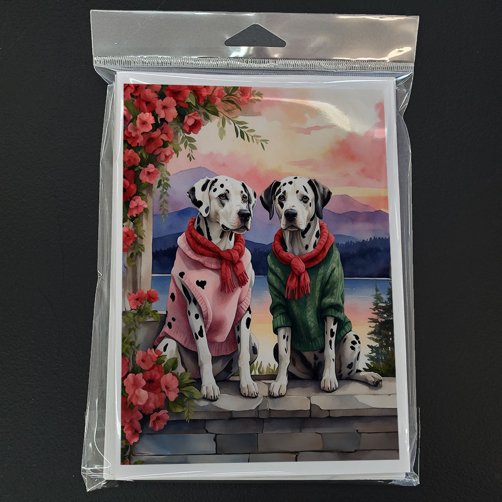 Dalmatian Two Hearts Greeting Cards Pack of 8 Blank Cards with Envelopes Whimsical A7 Size 5x7