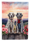 English Setter Two Hearts House Flag 28x40 Porch Sleeve Pole Decorative Outside Yard Banner Artwork Wall Hanging, Polyester