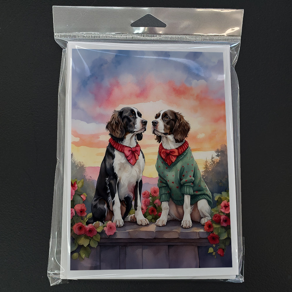 English Springer Spaniel Two Hearts Greeting Cards Pack of 8 Blank Cards with Envelopes Whimsical A7 Size 5x7