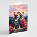 French Bulldog Two Hearts Greeting Cards Pack of 8 Blank Cards with Envelopes Whimsical A7 Size 5x7