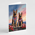 German Shepherd Two Hearts Greeting Cards Pack of 8 Blank Cards with Envelopes Whimsical A7 Size 5x7