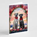 Great Dane Two Hearts Greeting Cards Pack of 8 Blank Cards with Envelopes Whimsical A7 Size 5x7