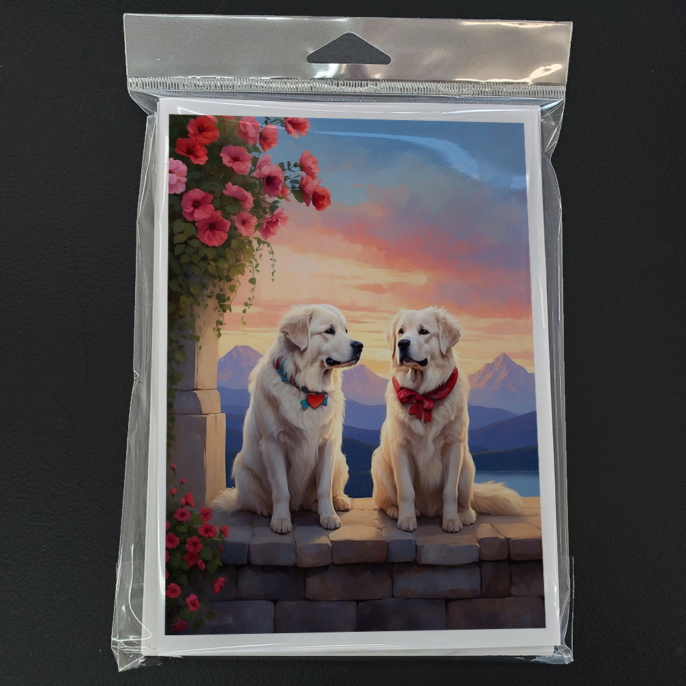 Great Pyrenees Two Hearts Greeting Cards Pack of 8 Blank Cards with Envelopes Whimsical A7 Size 5x7